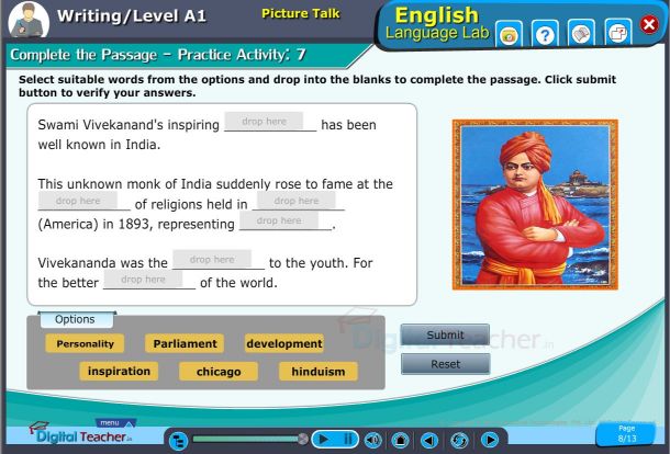 Writing level a1 complete the passage practice activity